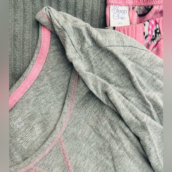 Pajama 2 Piece Set, Gray Scoop-Neck Long Sleeve Paired with Owl Pattern Pants XL - Picture 3 of 4